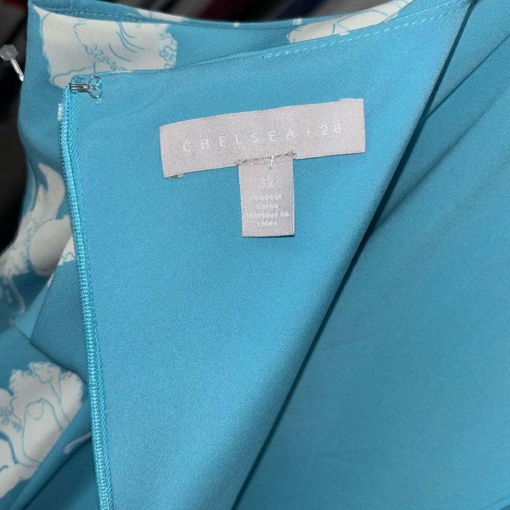 CHELSEA 28 Floral Faux Wrap Dress In Teal-White Melt Size 1X NEW - Picture 12 of 16